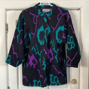 Changing Scene ~ 80s Vintage Knitted Heavy Sweater Coat ~ Size Small